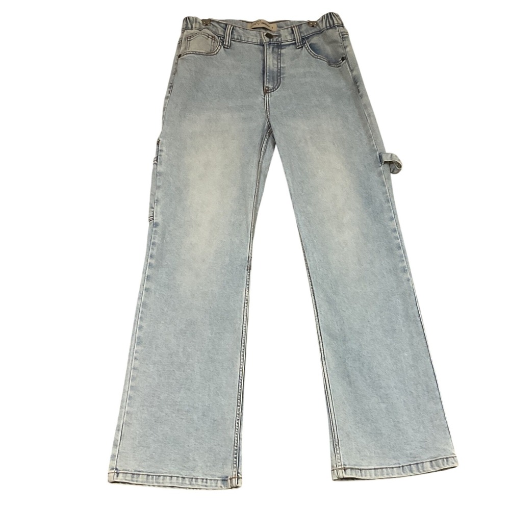 Love Trends Carpenter Jeans Women 9 Light Wash Blue Utility Straight Leg Pants